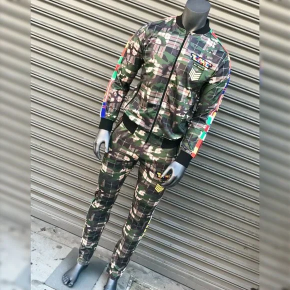 Men's Hudson Green Military Camouflage Fashion Tracksuit